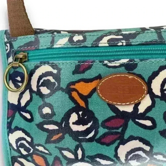 y2k floral rose mini messenger coated purse fossil artsy design buckle snap zip - Picture 5 of 9